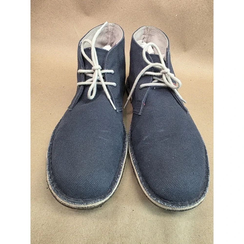 Clarks (Sz 9 M) Desert Boot Navy Blue Canvas Chukka Boots Mens Blokecore